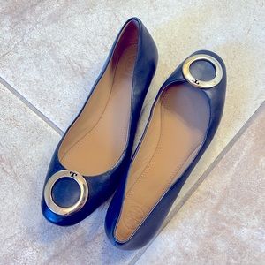 Worn once, Tory Burch navy flats.